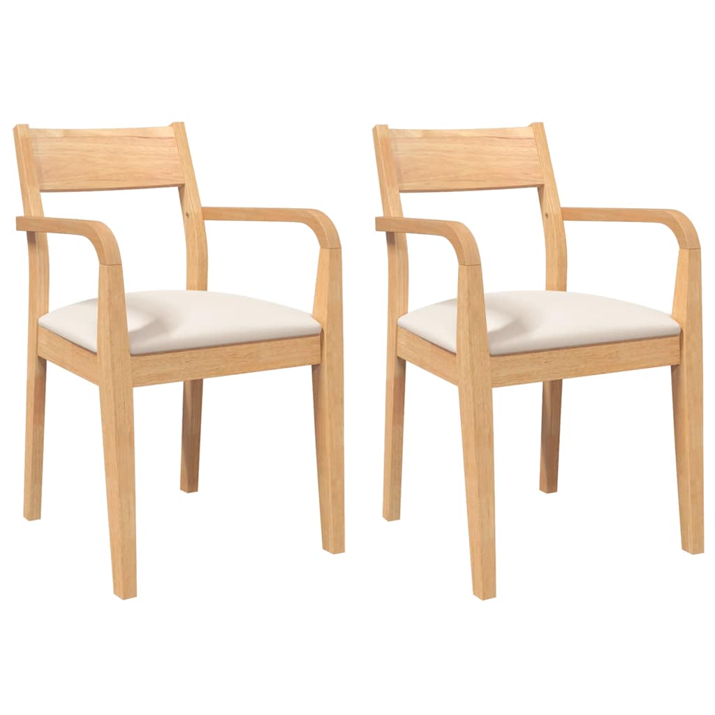 Chaises à manger coussins 2 pcs naturel bois massif caoutchouc - XIOS