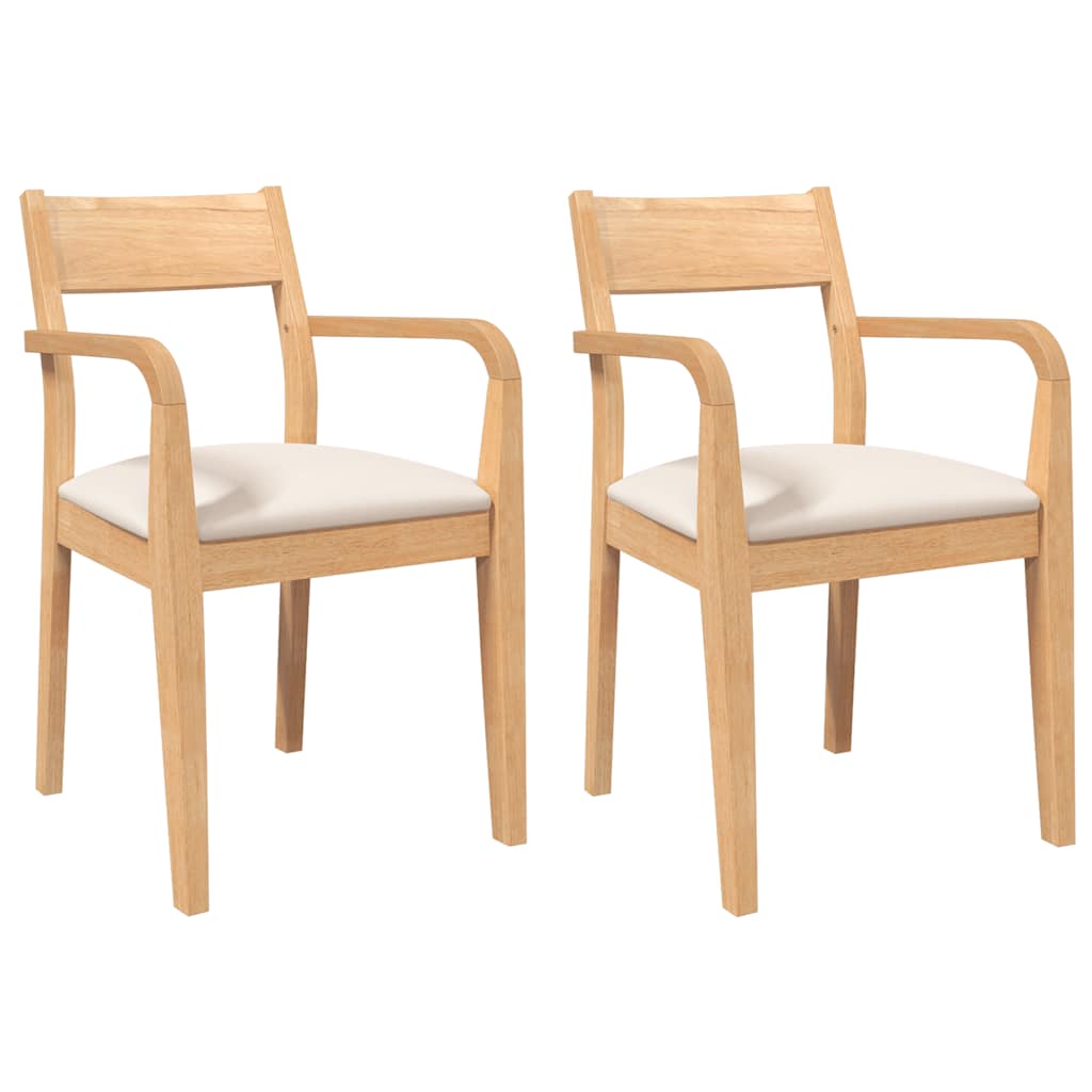 Chaises à manger coussins 2 pcs naturel bois massif caoutchouc - XIOS