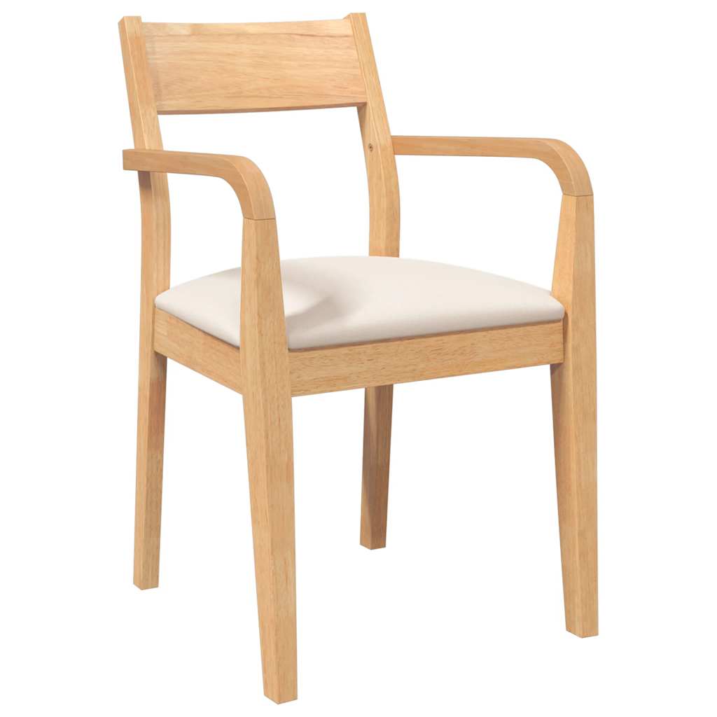 Chaises à manger coussins 2 pcs naturel bois massif caoutchouc - XIOS