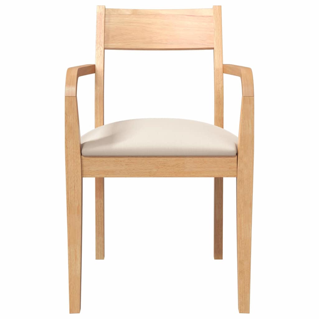 Chaises à manger coussins 2 pcs naturel bois massif caoutchouc - XIOS