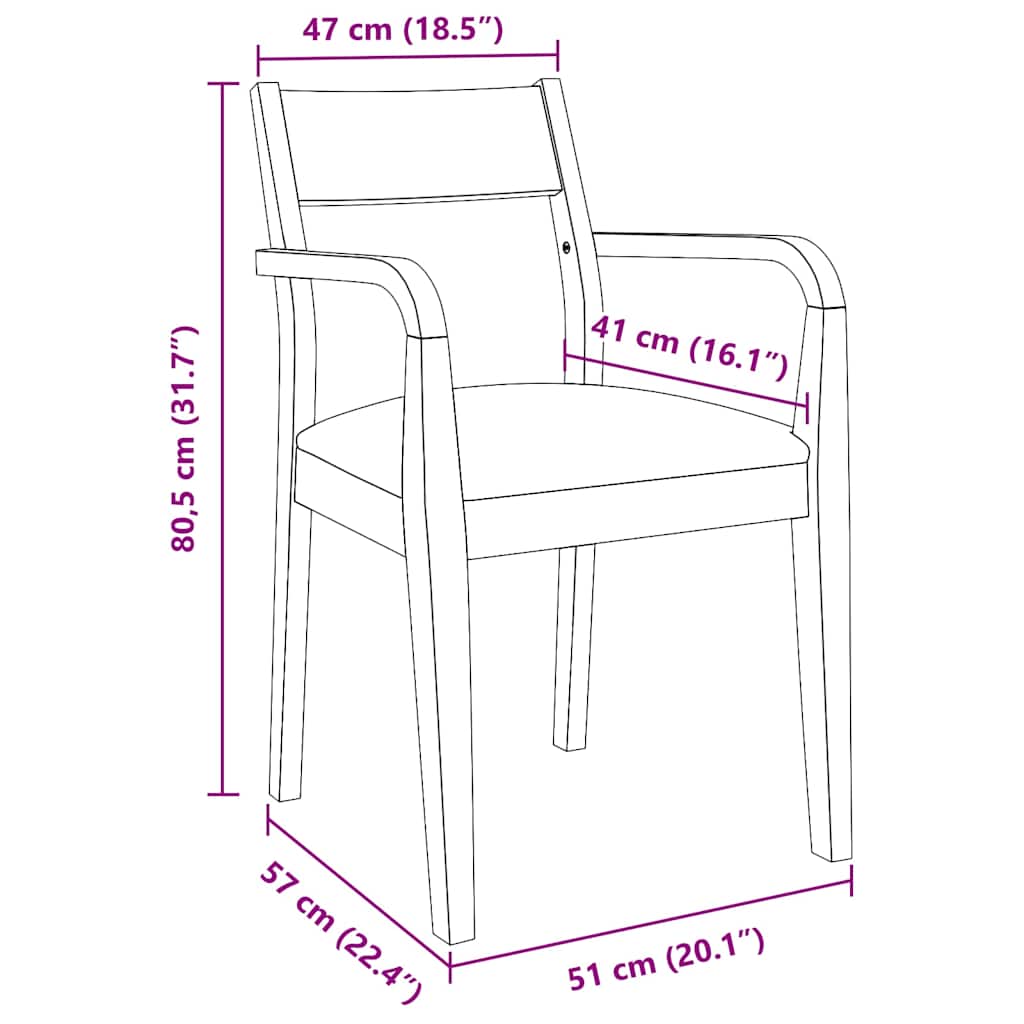 Chaises à manger coussins 2 pcs naturel bois massif caoutchouc - XIOS