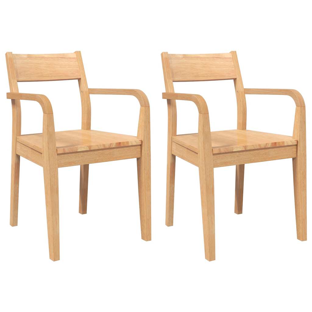 Chaises à manger 2 pcs bois massif naturel caoutchouc - XIOS