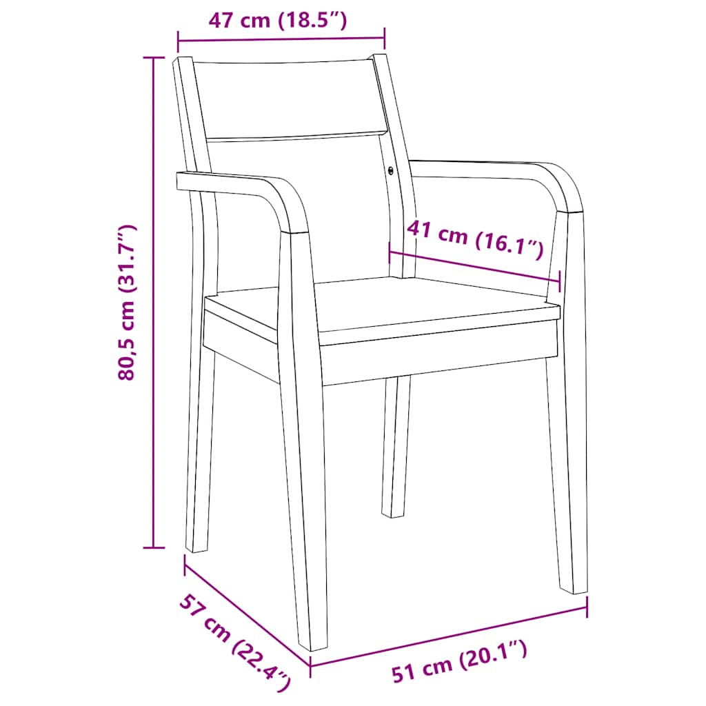 Chaises à manger 2 pcs bois massif naturel caoutchouc - XIOS