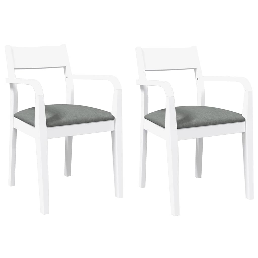 Chaises à manger coussins 2 pcs blanc bois massif caoutchouc - XIOS