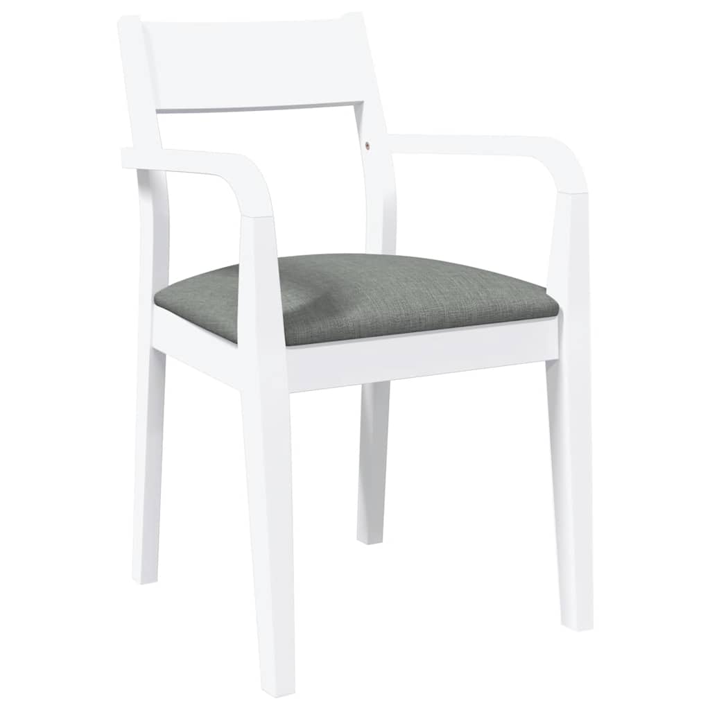 Chaises à manger coussins 2 pcs blanc bois massif caoutchouc - XIOS