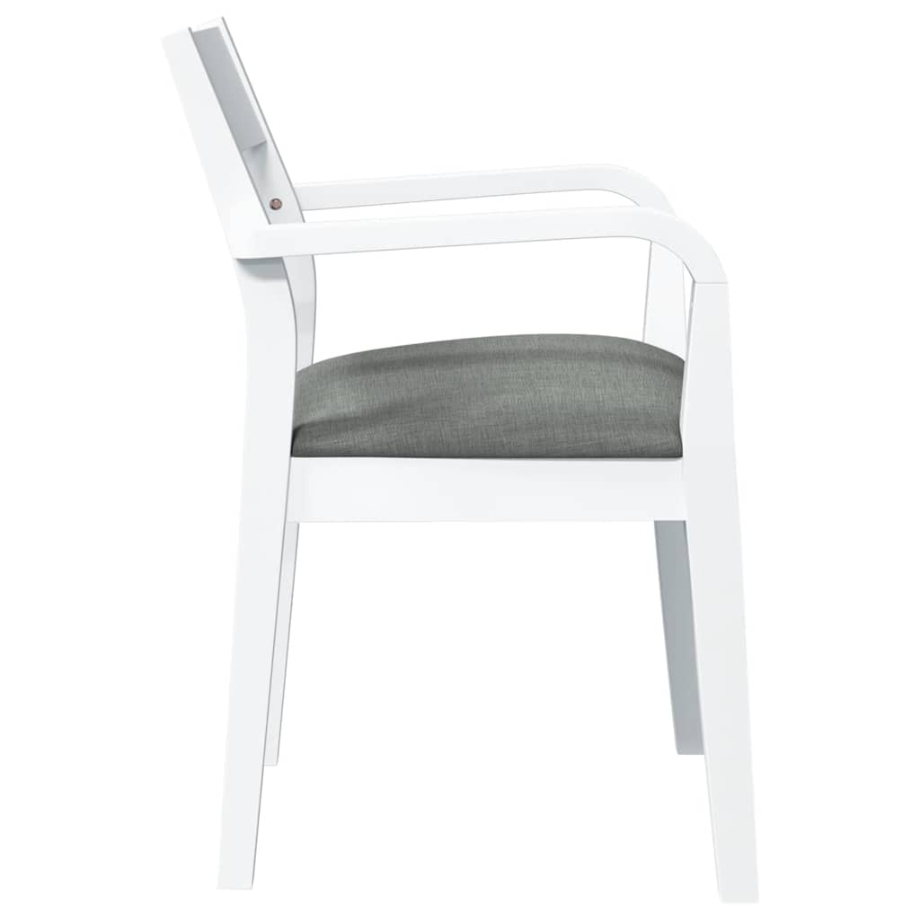 Chaises à manger coussins 2 pcs blanc bois massif caoutchouc - XIOS