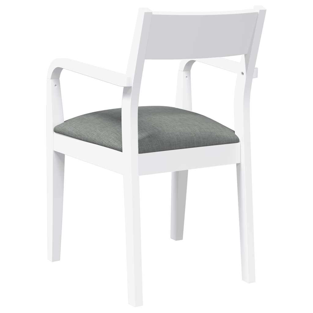 Chaises à manger coussins 2 pcs blanc bois massif caoutchouc - XIOS
