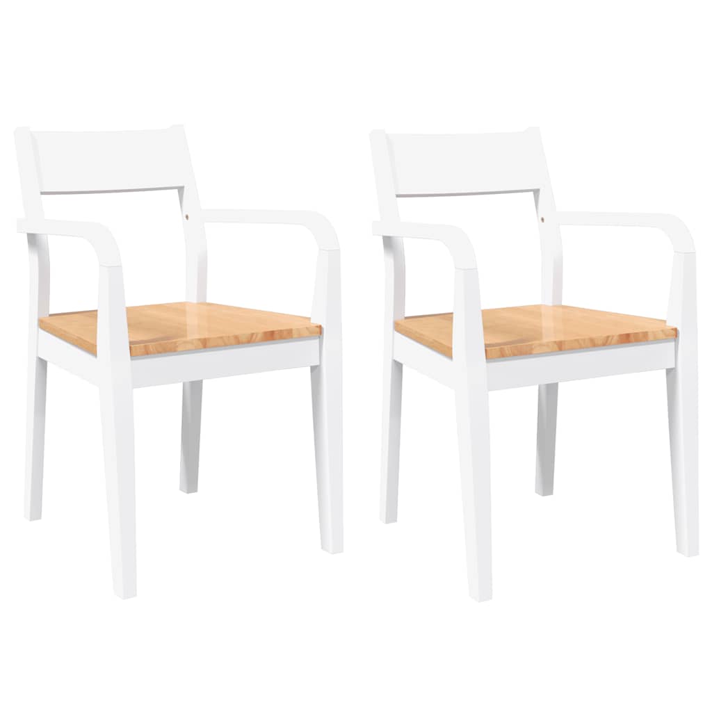 Chaises à manger 2 pcs blanc bois massif caoutchouc - XIOS