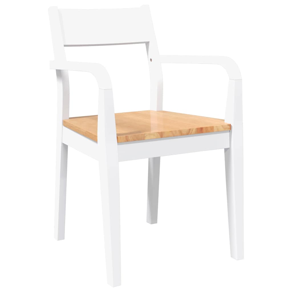 Chaises à manger 2 pcs blanc bois massif caoutchouc - XIOS