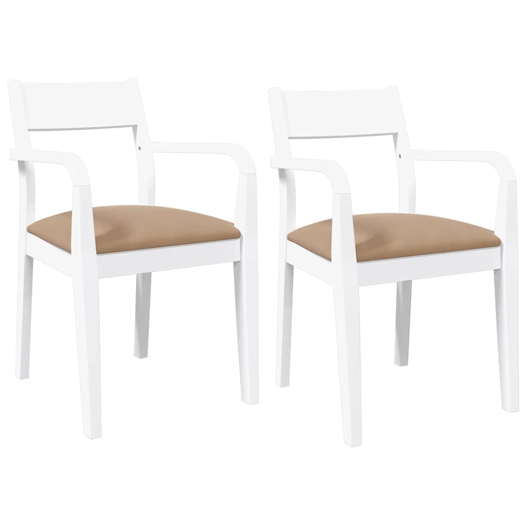 Chaises à manger coussins 2 pcs blanc bois massif caoutchouc - XIOS