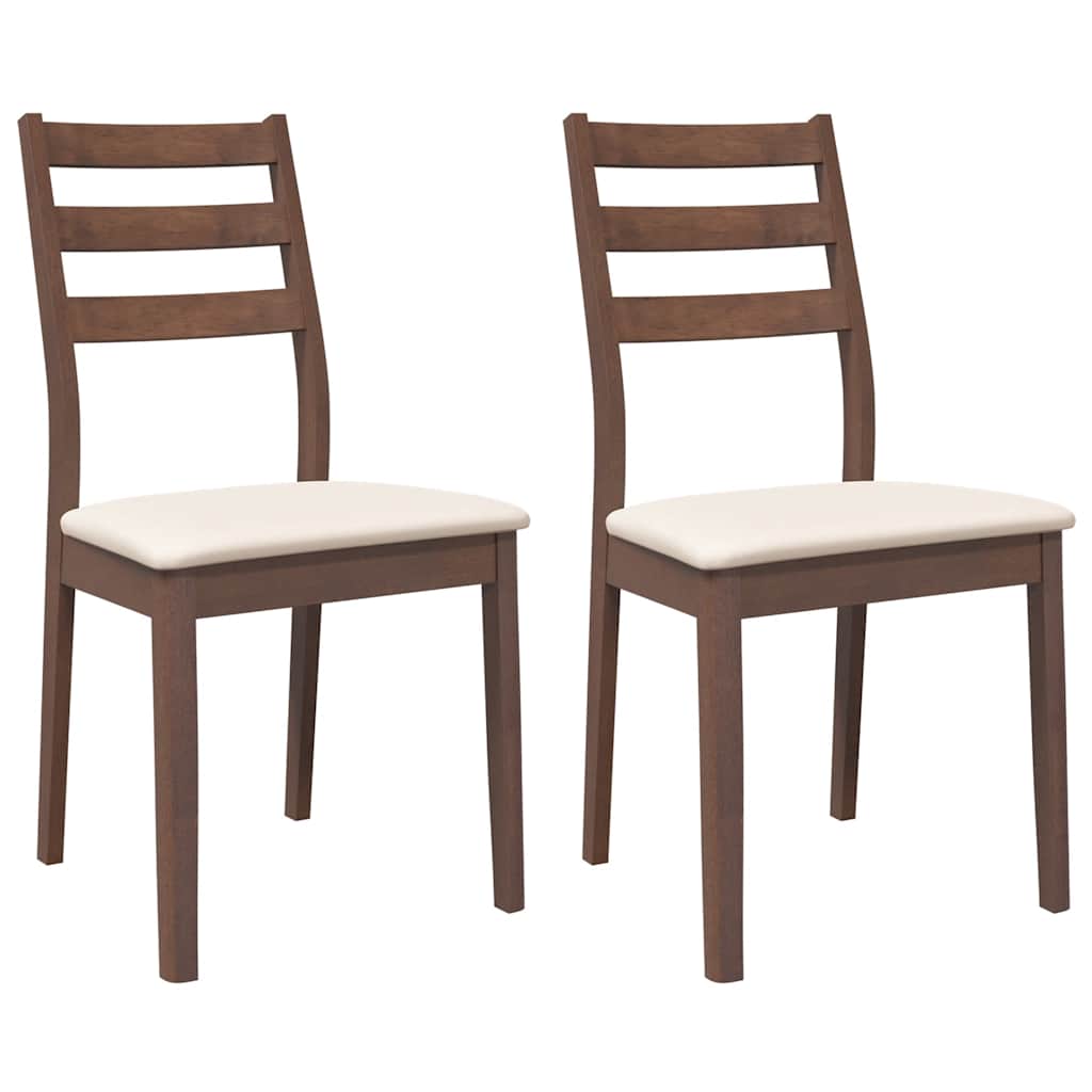 Chaises à manger coussins 2 pcs marron bois massif caoutchouc - XIOS
