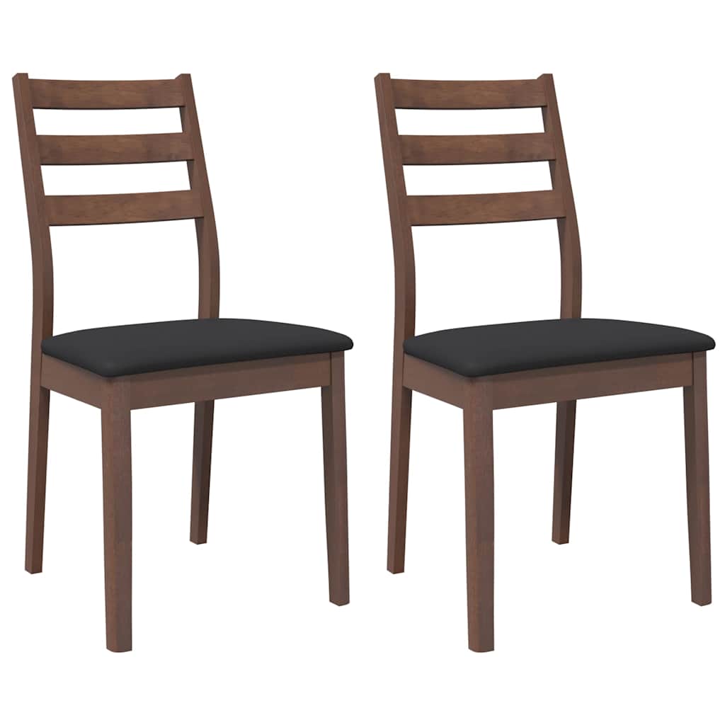 Chaises à manger coussins 2 pcs marron bois massif caoutchouc - XIOS