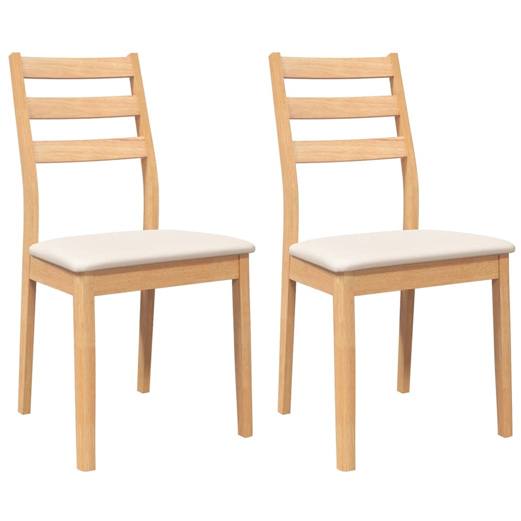 Chaises à manger coussins 2 pcs naturel bois massif caoutchouc - XIOS