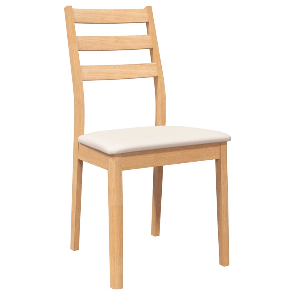 Chaises à manger coussins 2 pcs naturel bois massif caoutchouc - XIOS