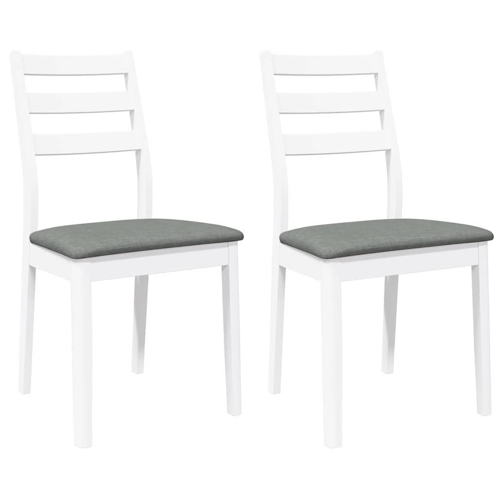 Chaises à manger coussins 2 pcs blanc bois massif caoutchouc - XIOS