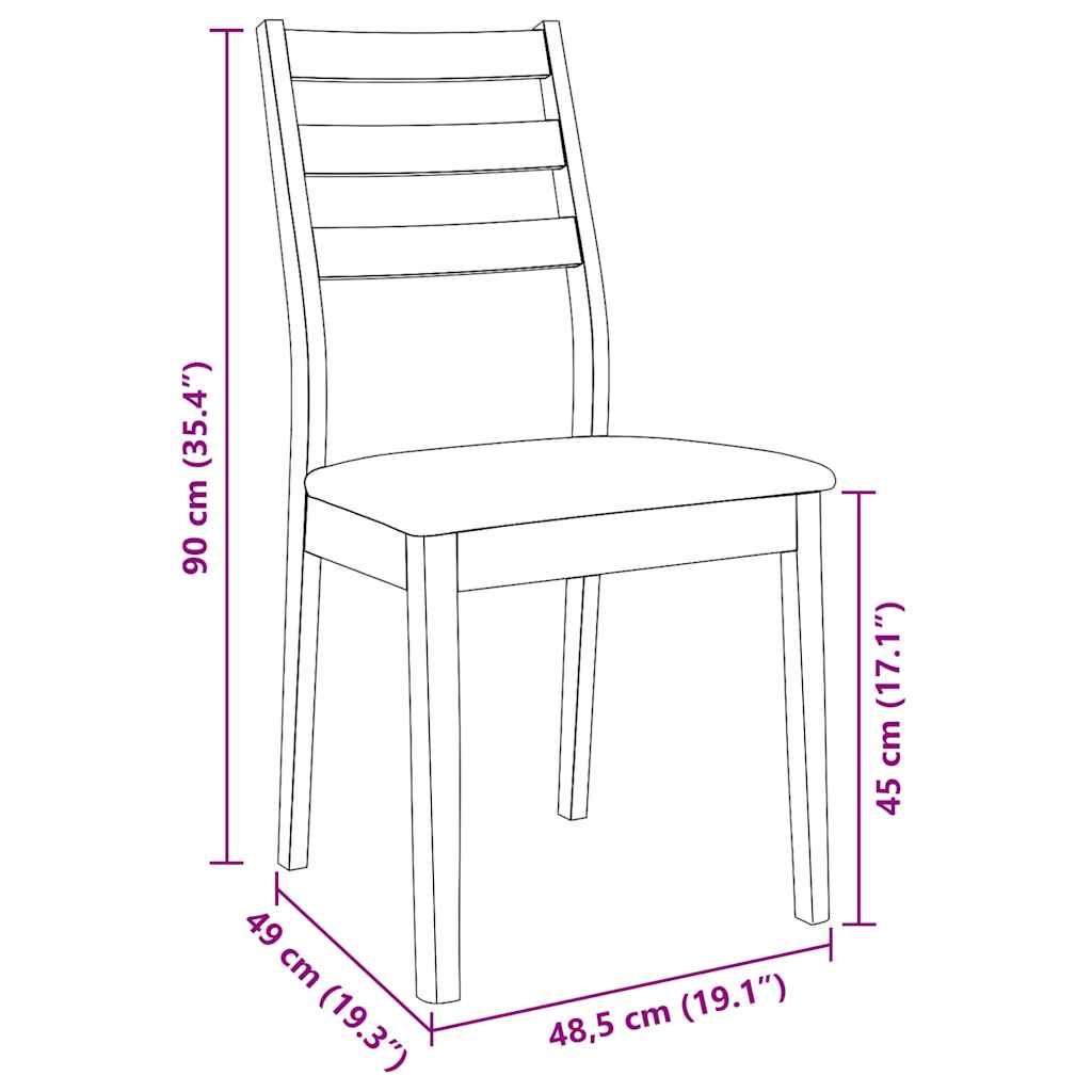 Chaises à manger coussins 2 pcs blanc bois massif caoutchouc - XIOS