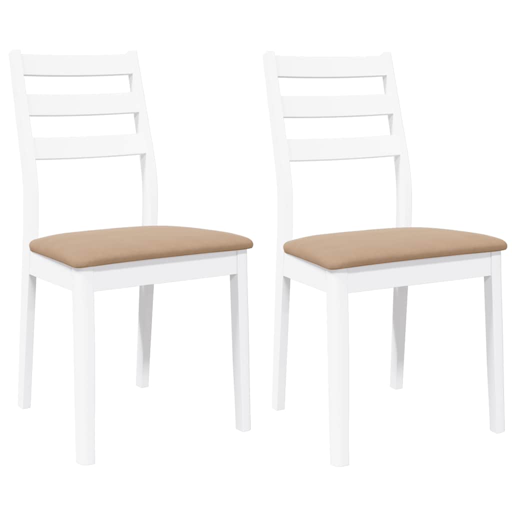 Chaises à manger coussins 2 pcs blanc bois massif caoutchouc - XIOS