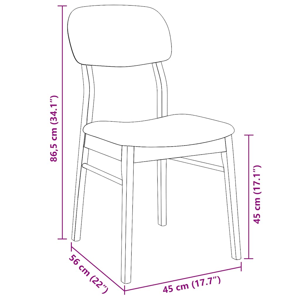 Chaises à manger coussins 2 pcs marron bois massif caoutchouc - XIOS