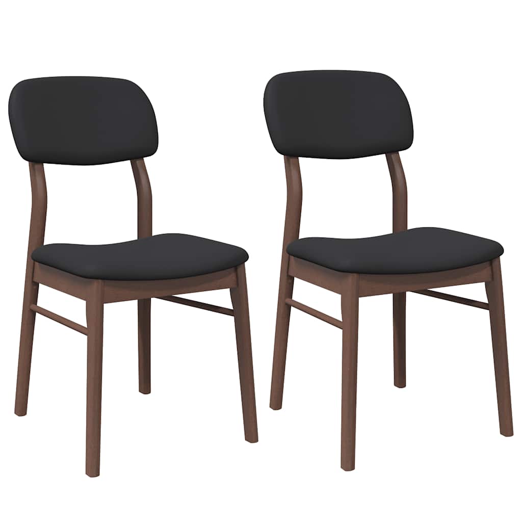 Chaises à manger coussins 2 pcs marron bois massif caoutchouc - XIOS