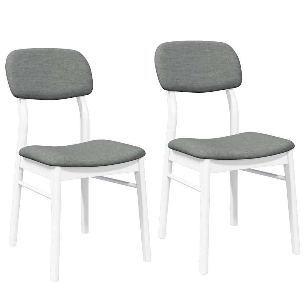 Chaises à manger coussins 2 pcs blanc bois massif caoutchouc - XIOS
