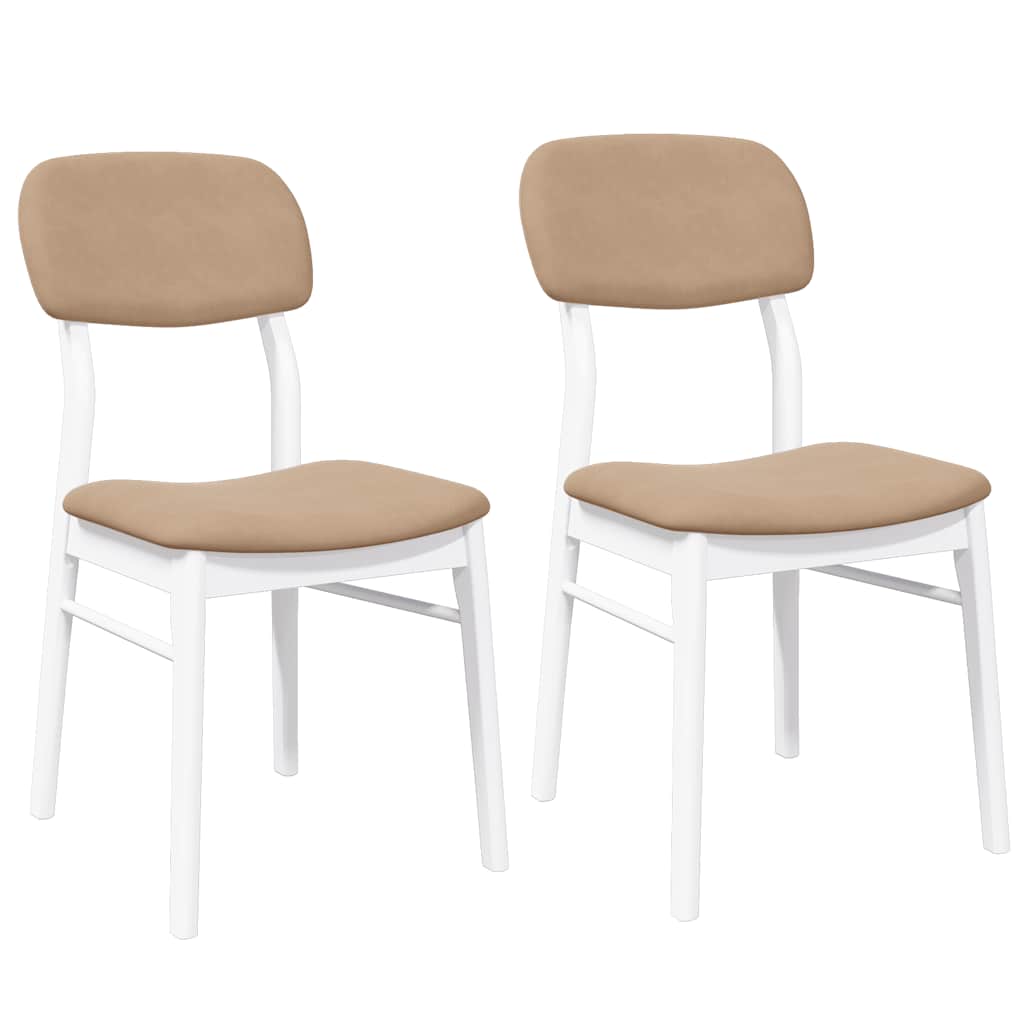 Chaises à manger coussins 2 pcs blanc bois massif caoutchouc - XIOS