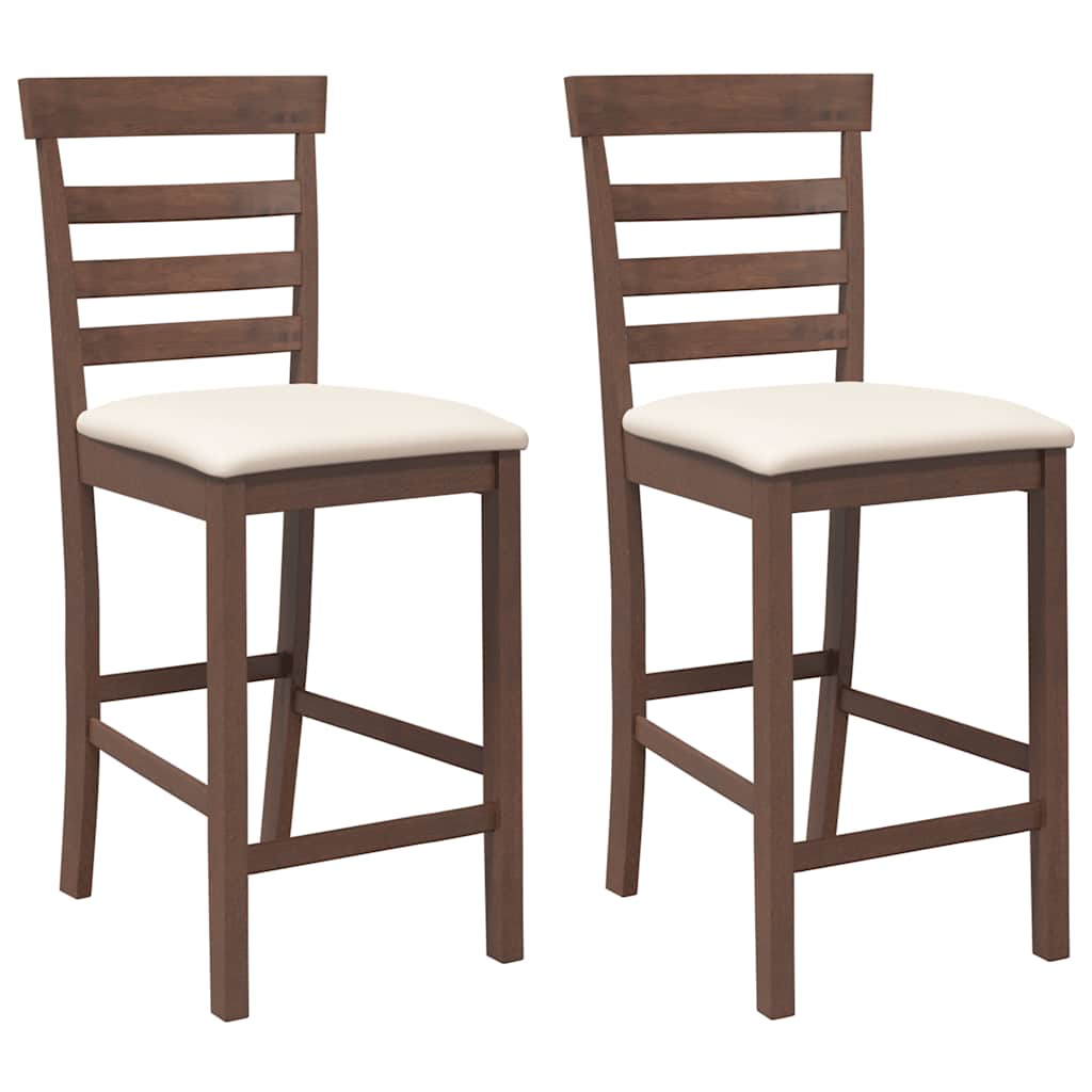 Tabourets de bar avec coussins 2 pcs marron bois massif d'hévéa - XIOS