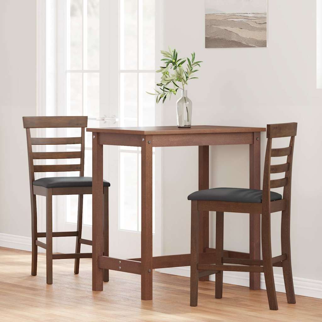 Tabourets de bar avec coussins 2 pcs marron bois massif d'hévéa - XIOS