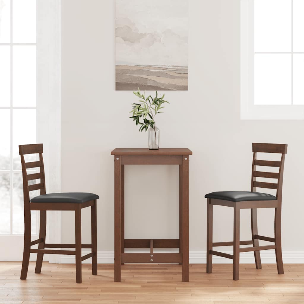 Tabourets de bar avec coussins 2 pcs marron bois massif d'hévéa - XIOS