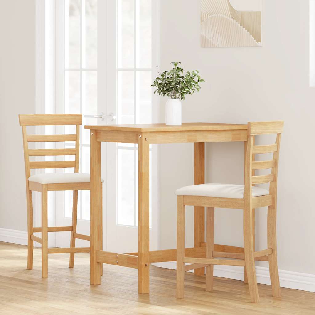Tabourets de bar avec coussins 2pcs naturel bois massif d'hévéa - XIOS