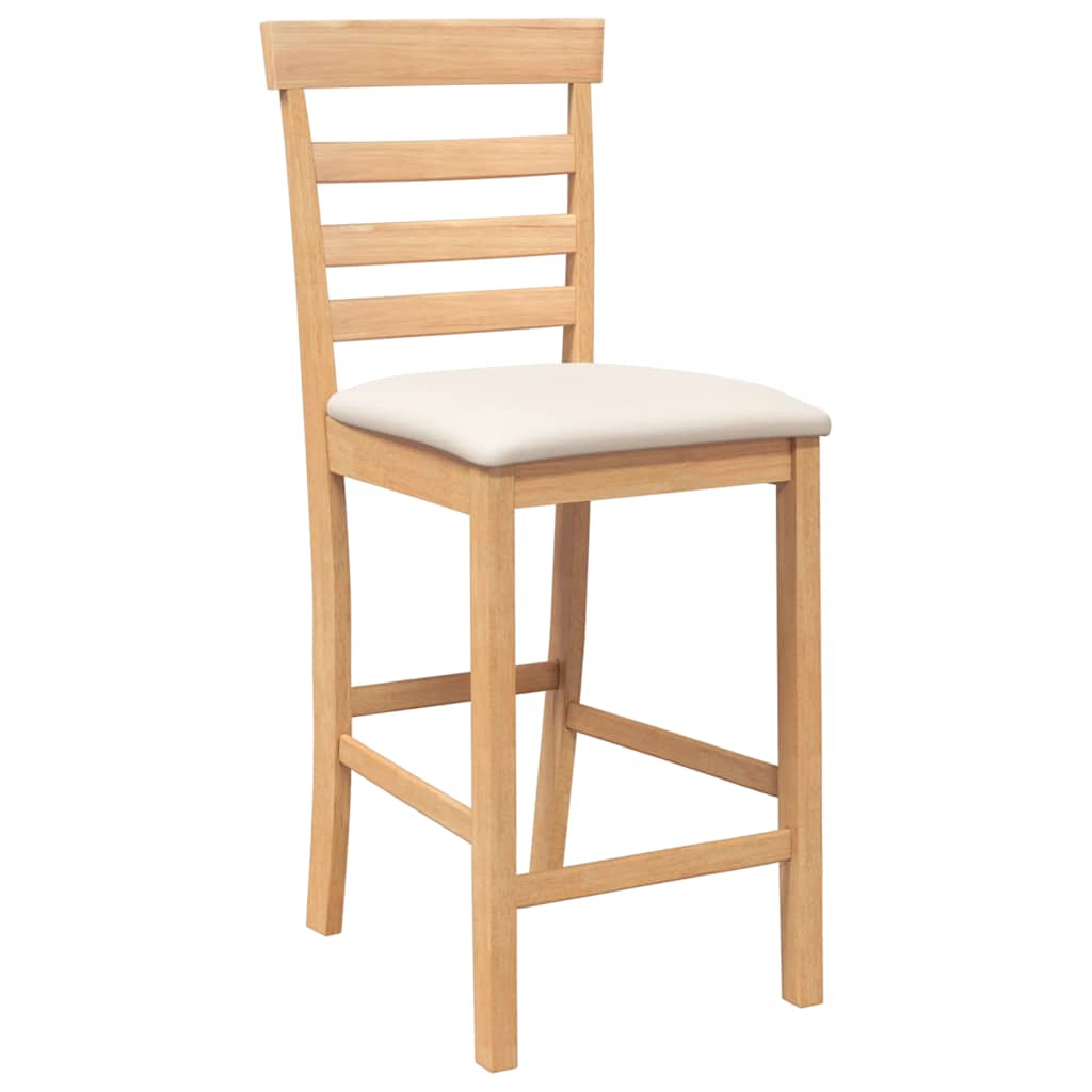 Tabourets de bar avec coussins 2pcs naturel bois massif d'hévéa - XIOS