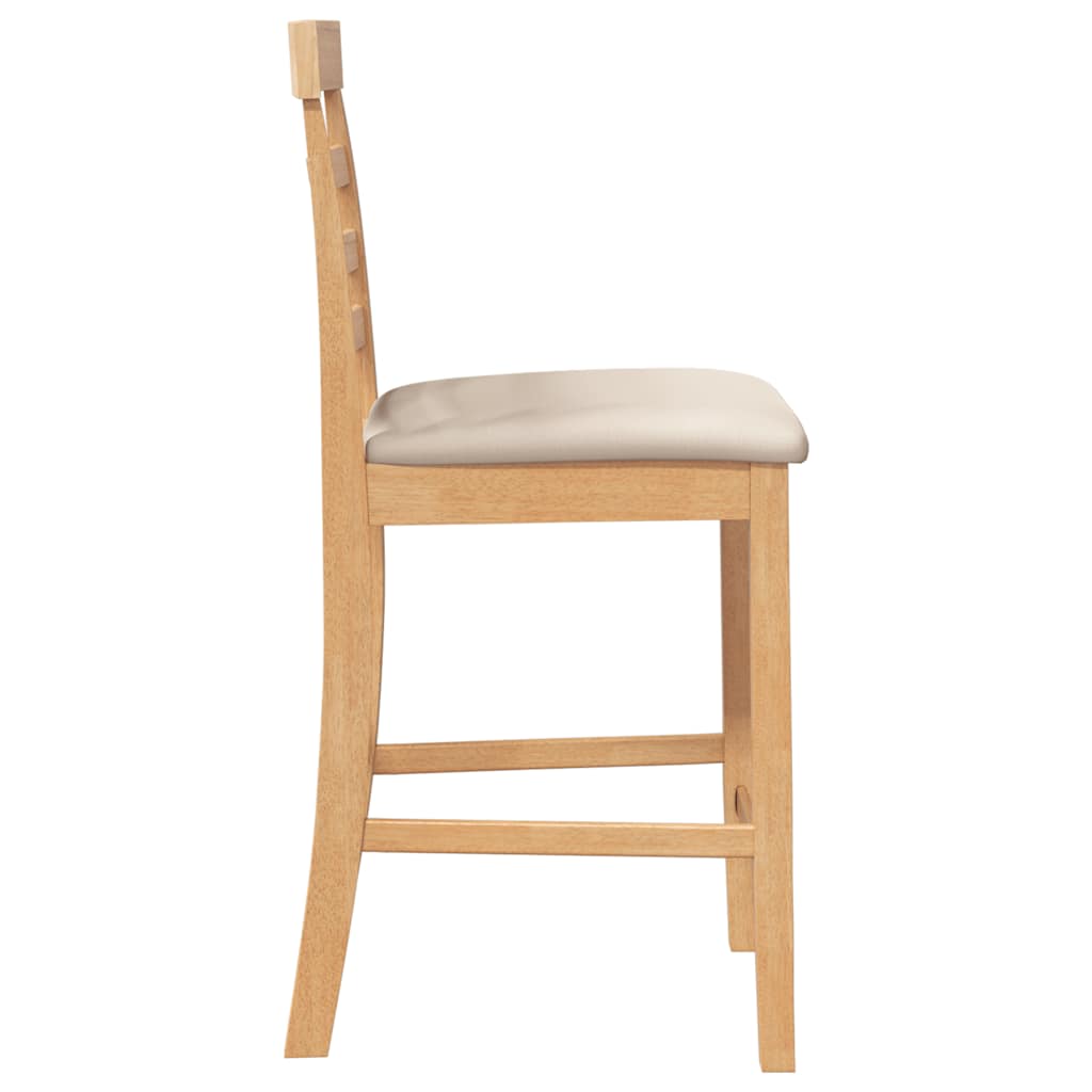 Tabourets de bar avec coussins 2pcs naturel bois massif d'hévéa - XIOS