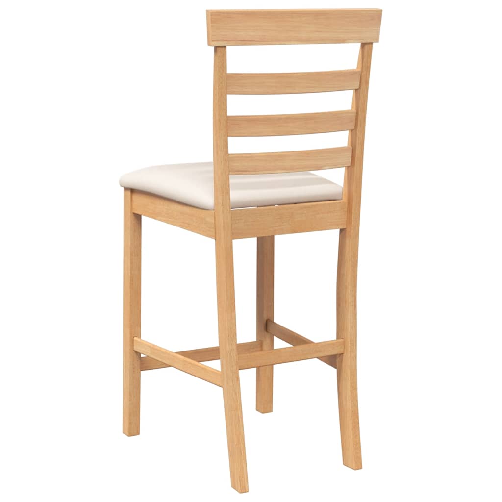 Tabourets de bar avec coussins 2pcs naturel bois massif d'hévéa - XIOS
