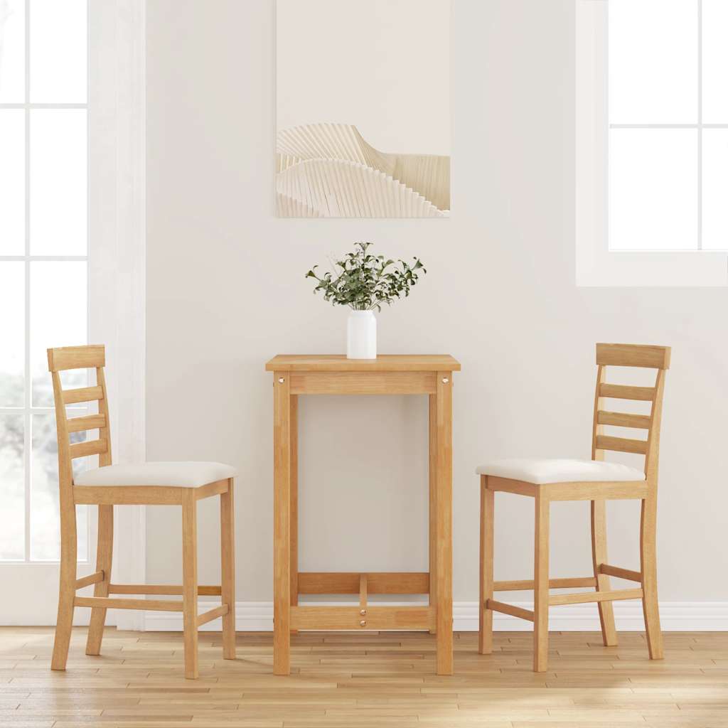 Tabourets de bar avec coussins 2pcs naturel bois massif d'hévéa - XIOS