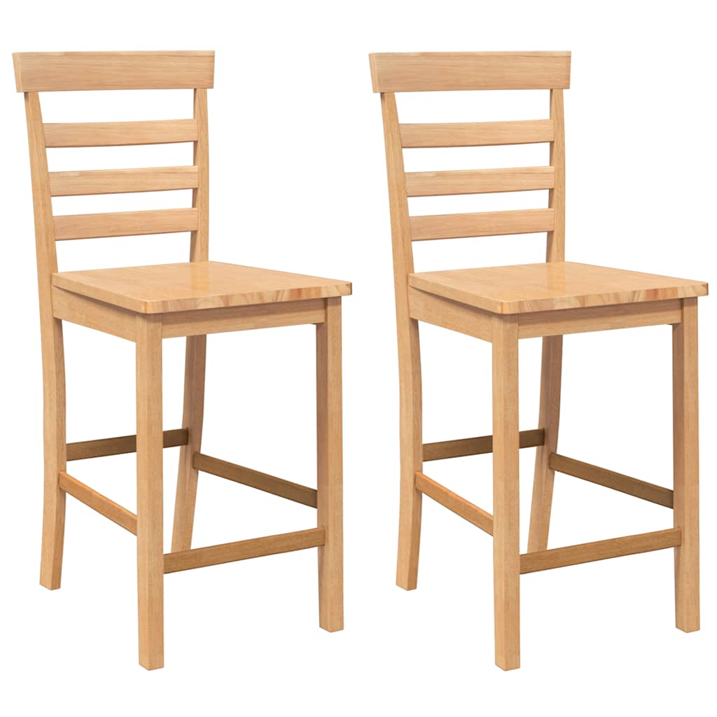 Tabourets de bar 2 pcs naturel bois massif d'hévéa - XIOS