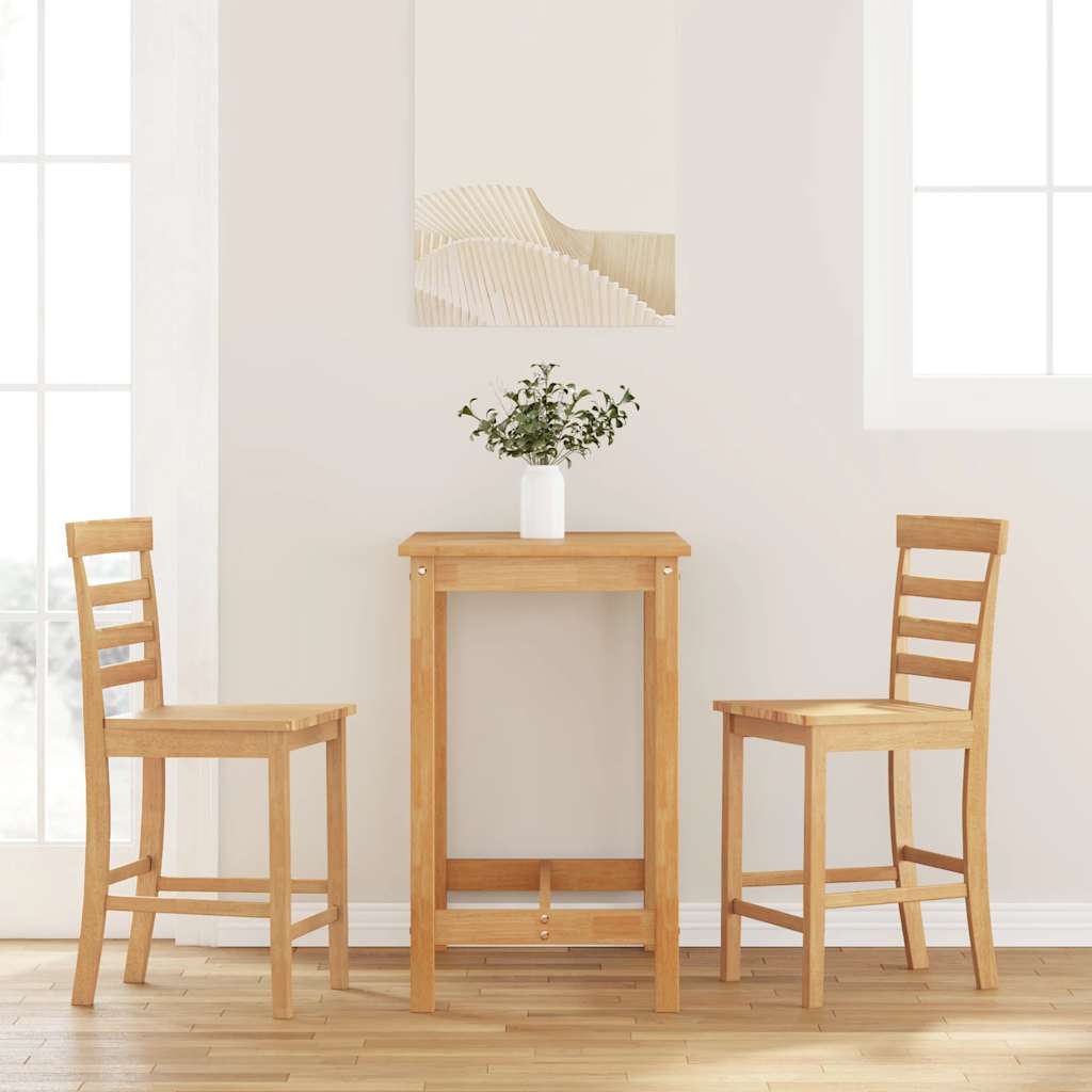 Tabourets de bar 2 pcs naturel bois massif d'hévéa - XIOS