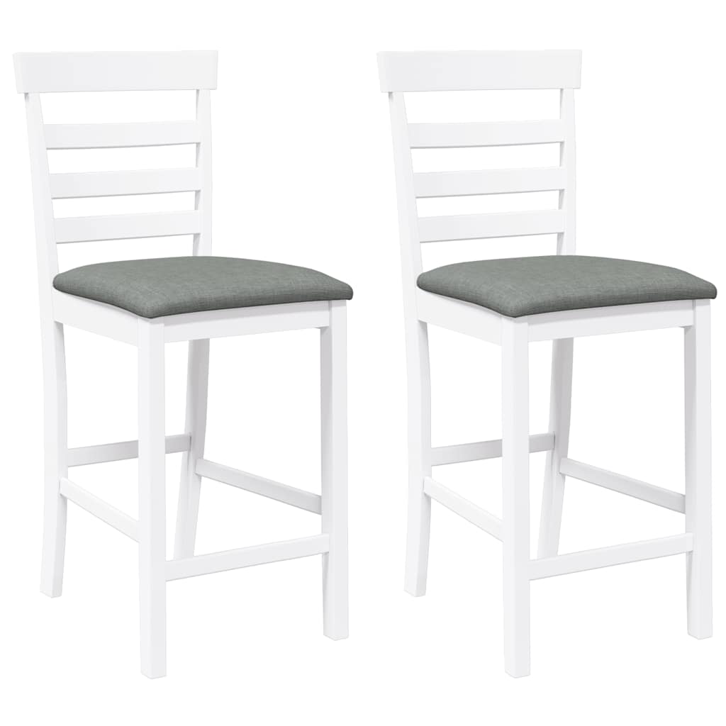 Tabourets de bar avec coussins 2 pcs blanc bois massif d'hévéa - XIOS