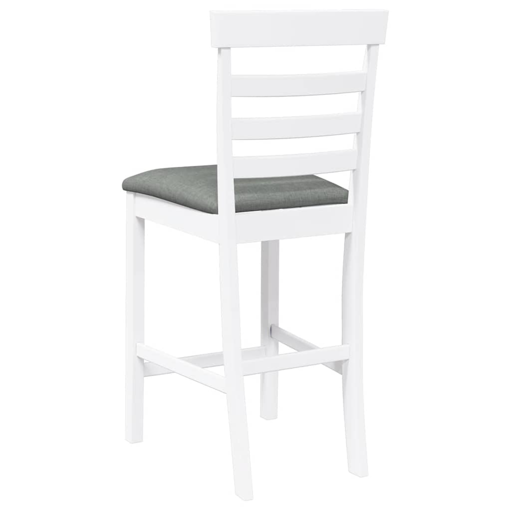 Tabourets de bar avec coussins 2 pcs blanc bois massif d'hévéa - XIOS