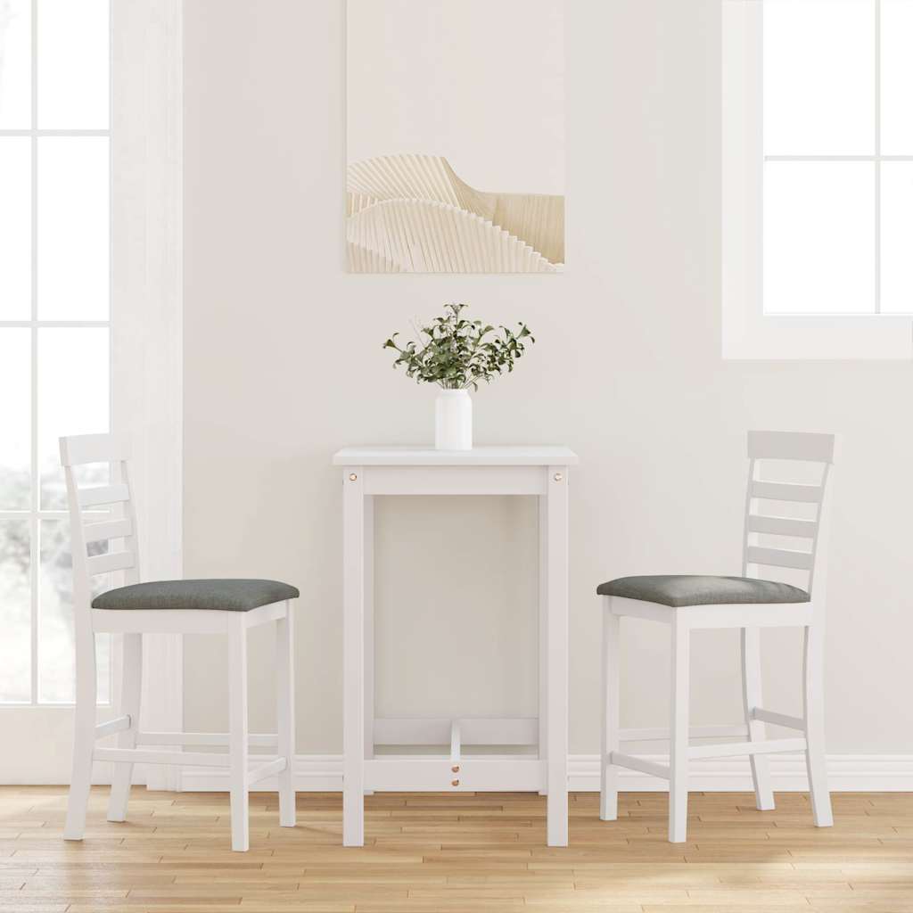 Tabourets de bar avec coussins 2 pcs blanc bois massif d'hévéa - XIOS