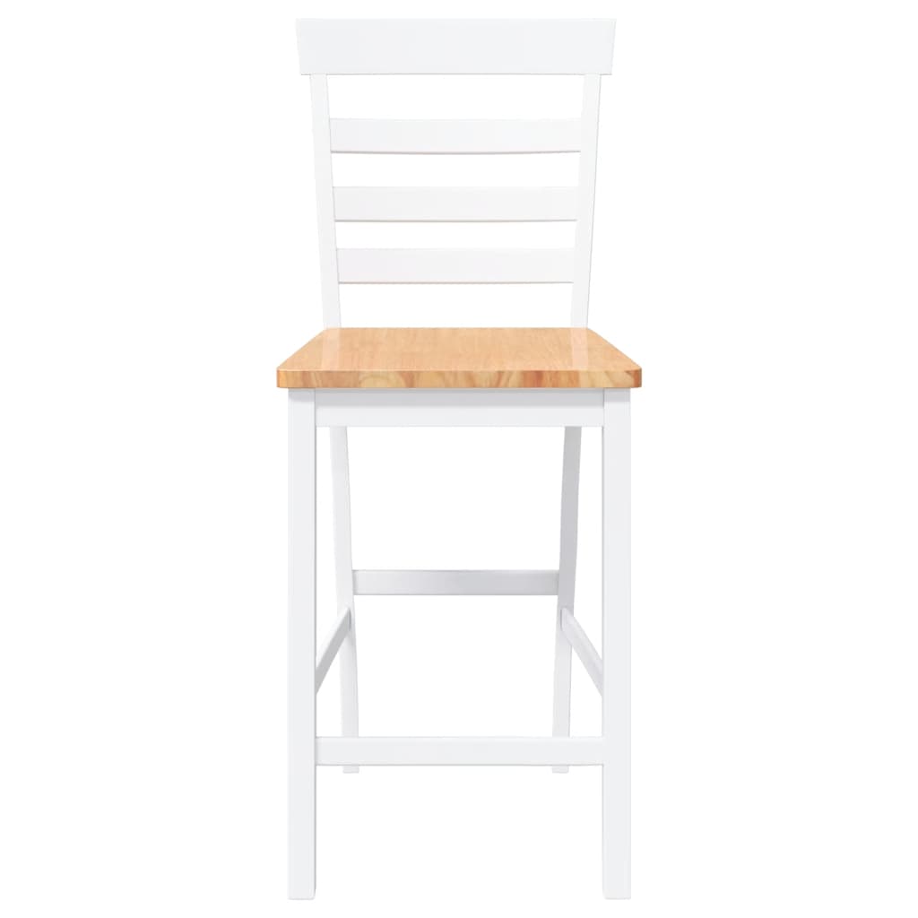 Tabourets de bar 2 pcs blanc bois massif d'hévéa - XIOS