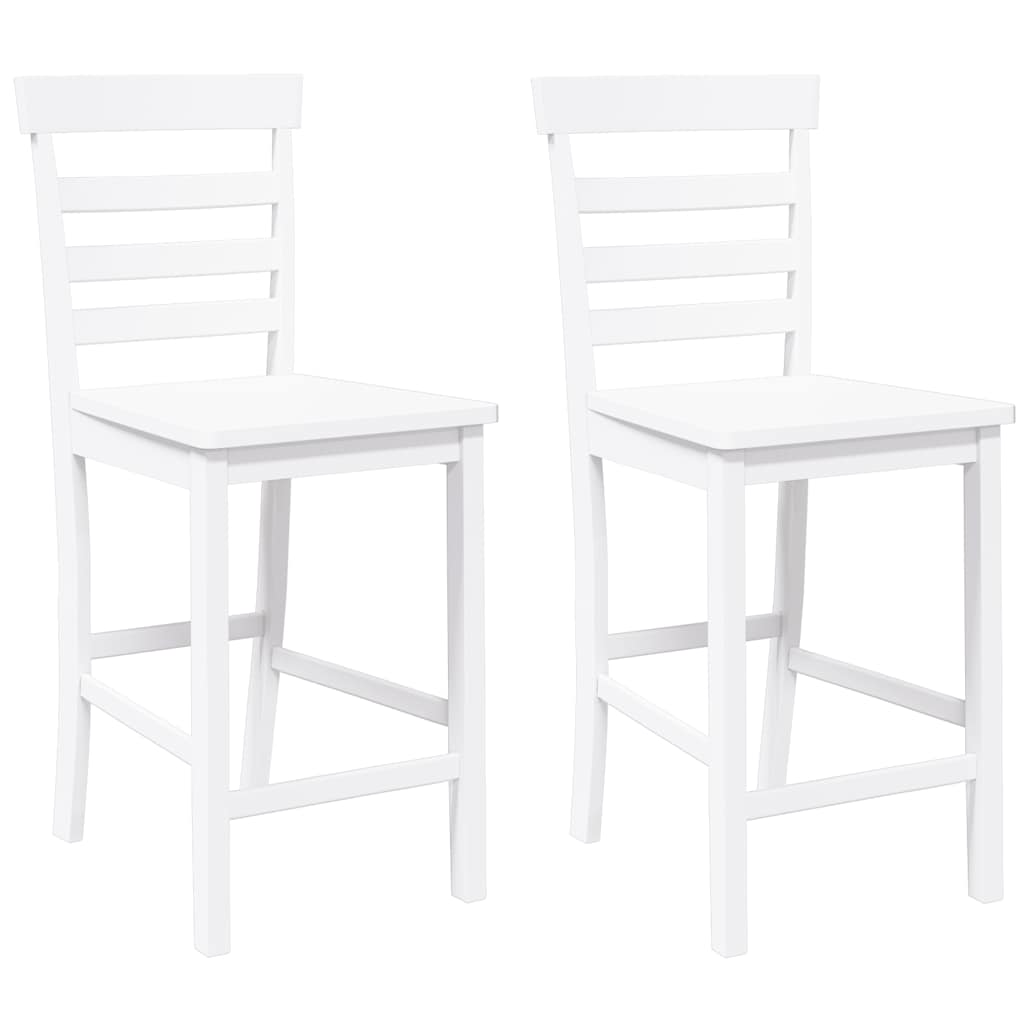 Tabourets de bar 2 pcs blanc bois massif d'hévéa - XIOS