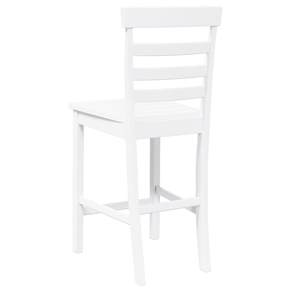 Tabourets de bar 2 pcs blanc bois massif d'hévéa - XIOS