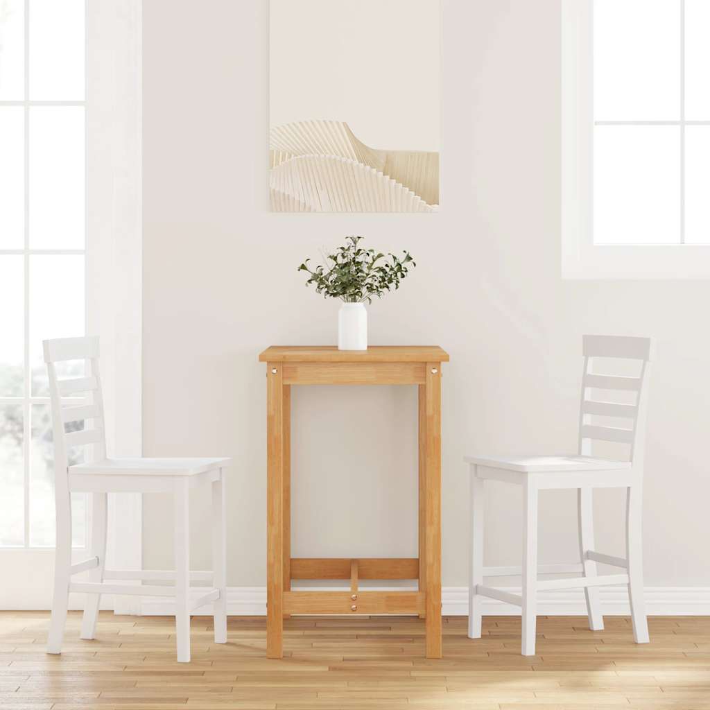 Tabourets de bar 2 pcs blanc bois massif d'hévéa - XIOS