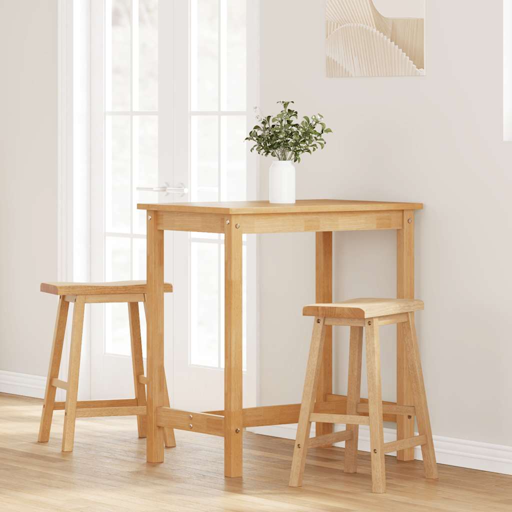 Tabourets de bar (lot de 2) en bois massif naturel et caoutchouc - XIOS