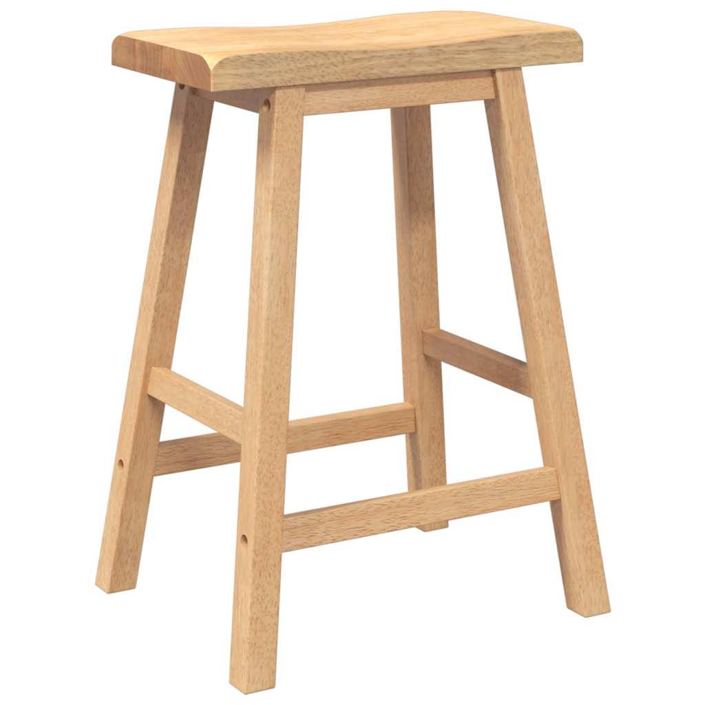 Tabourets de bar (lot de 2) en bois massif naturel et caoutchouc - XIOS