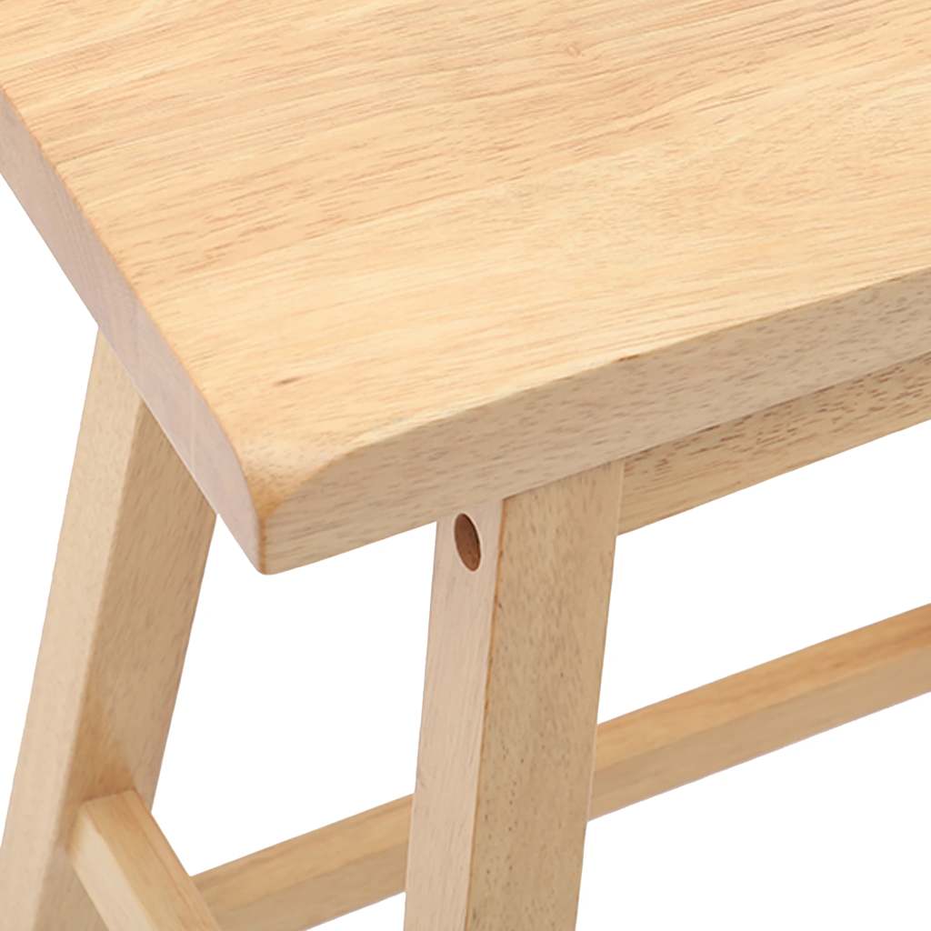 Tabourets de bar (lot de 2) en bois massif naturel et caoutchouc - XIOS