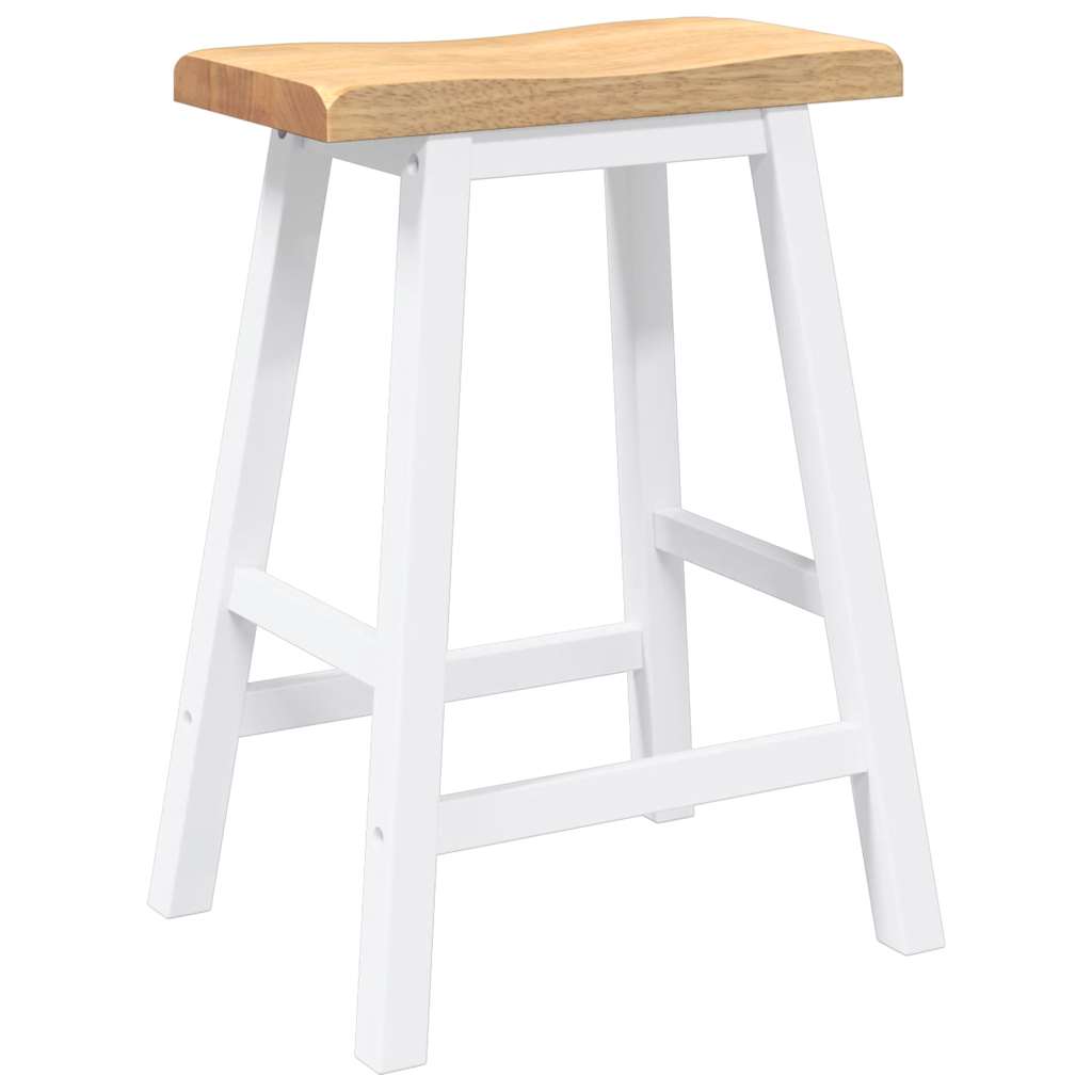 Tabourets de bar (lot de 2) en bois massif blanc et caoutchouc - XIOS