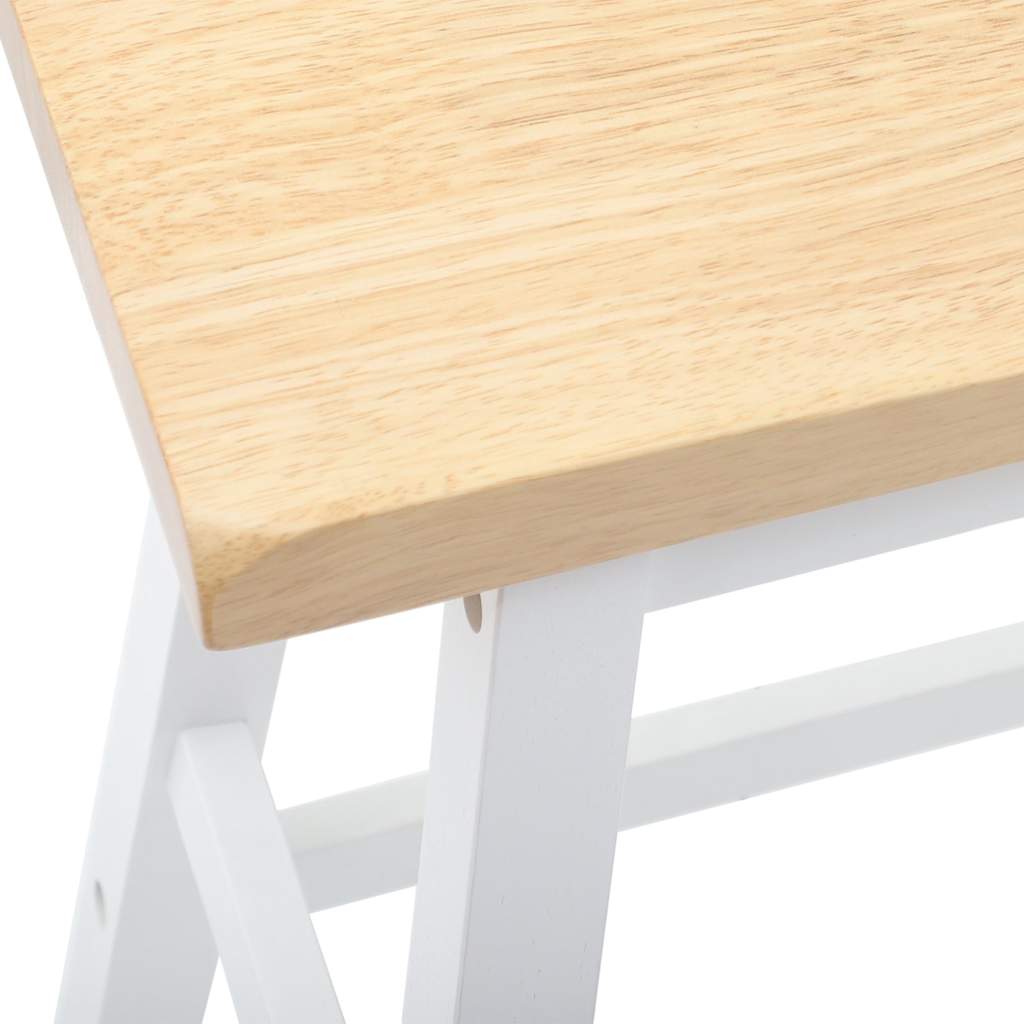 Tabourets de bar (lot de 2) en bois massif blanc et caoutchouc - XIOS