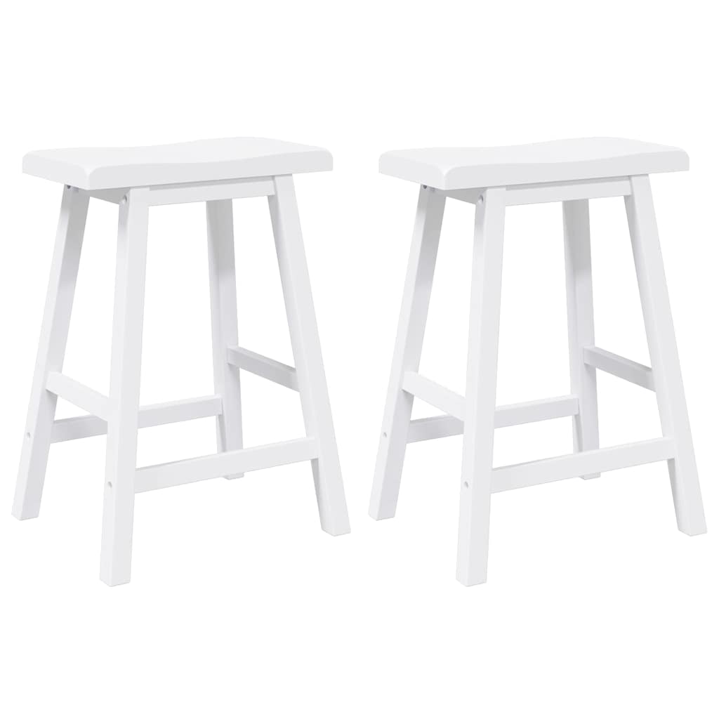 Tabourets de bar (lot de 2) en bois massif blanc et caoutchouc - XIOS
