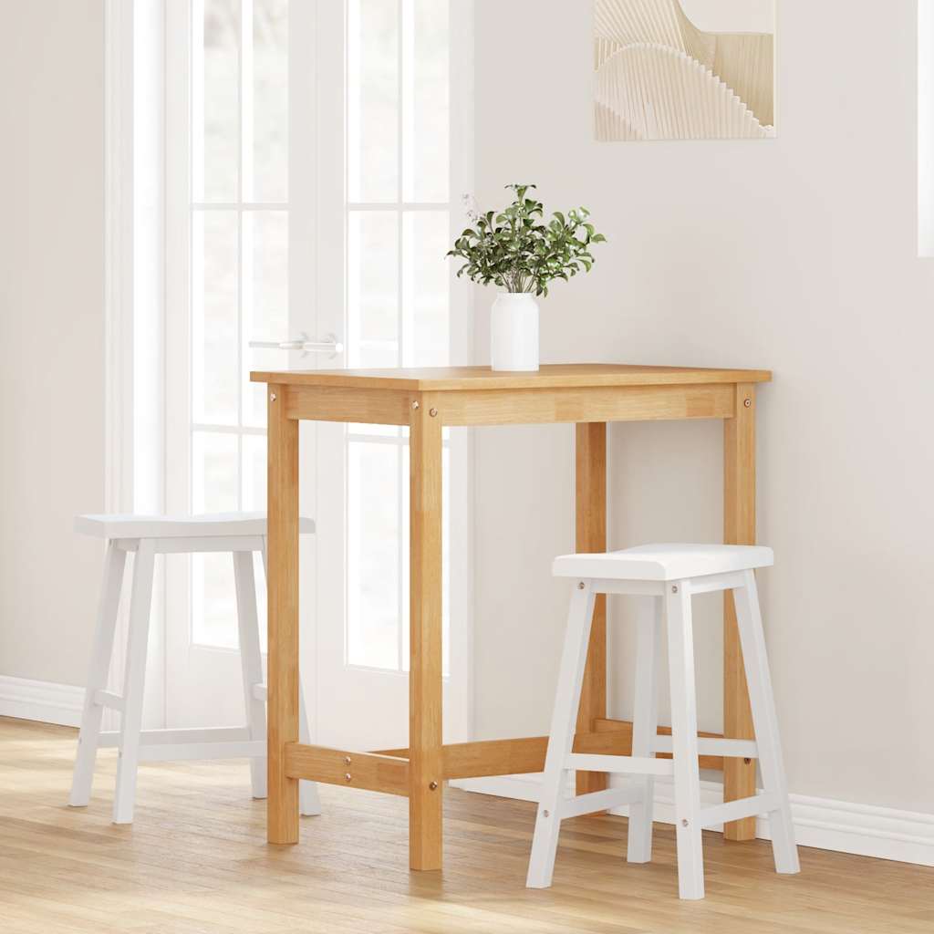 Tabourets de bar (lot de 2) en bois massif blanc et caoutchouc - XIOS