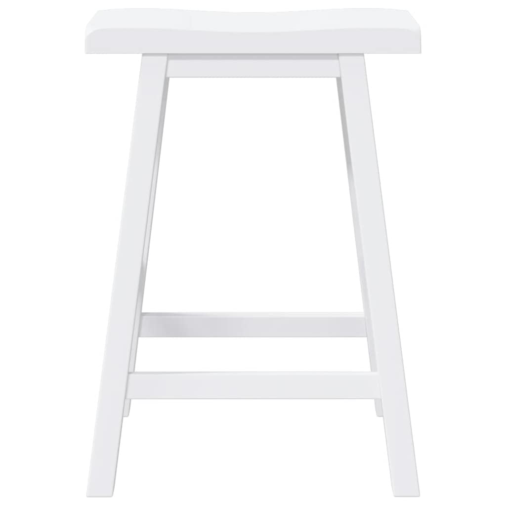 Tabourets de bar (lot de 2) en bois massif blanc et caoutchouc - XIOS